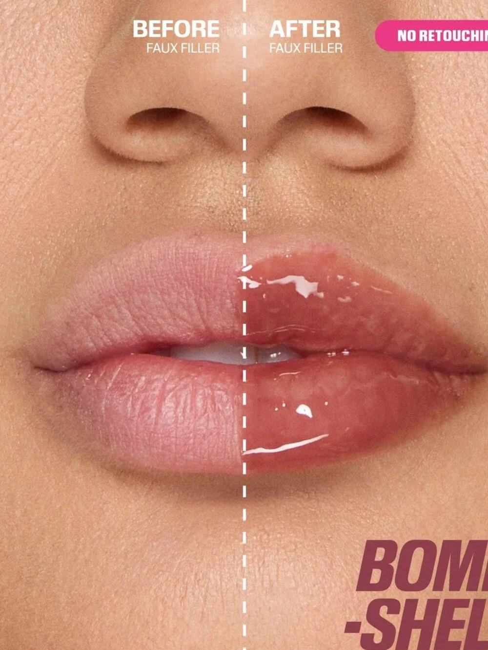 Huda Beauty Faux Filler Extra Shine Non-Sticky Lip Gloss (Shade: Bombshell)